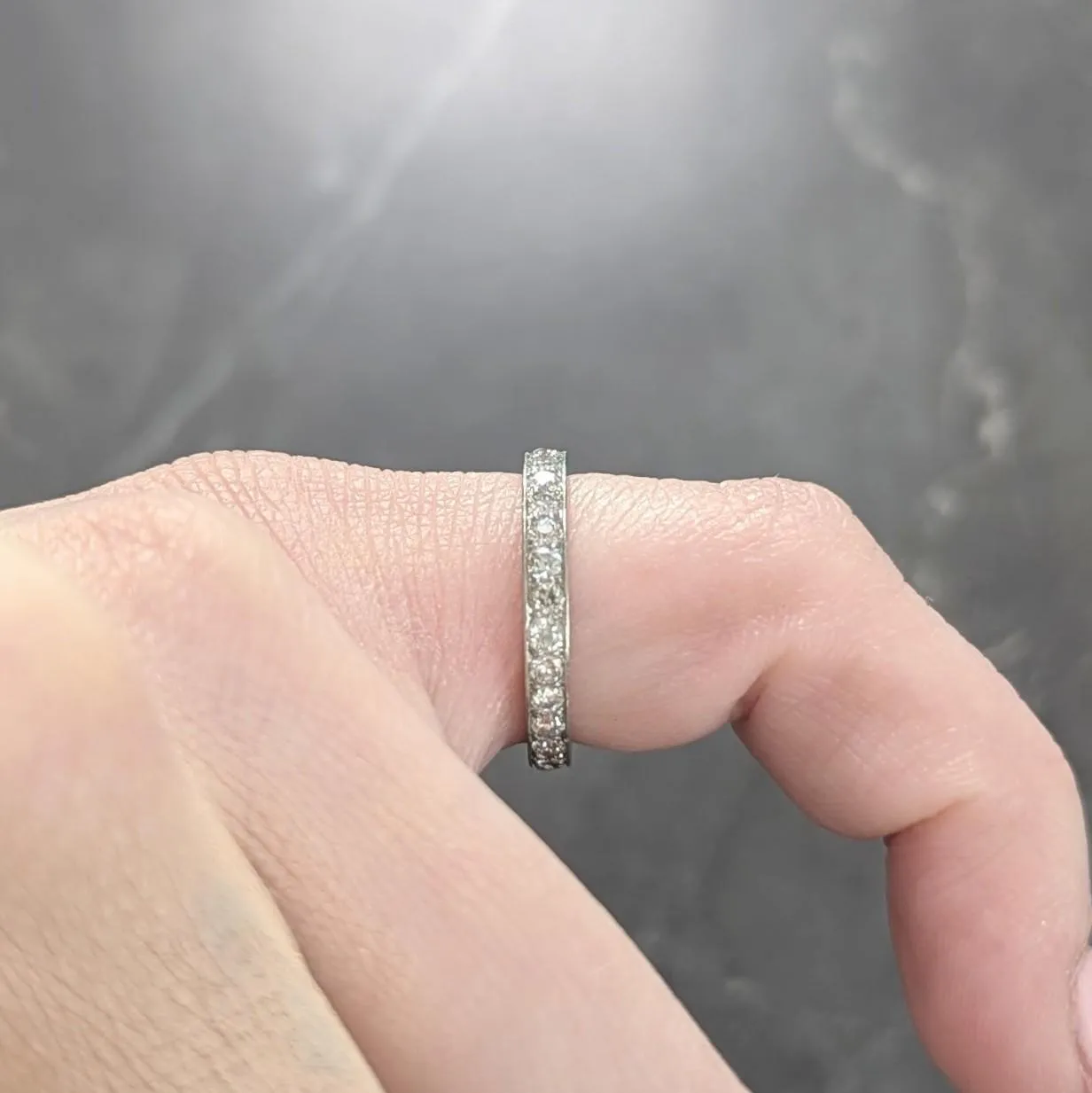 1917 Edwardian Old European Diamond Platinum Vintage Wheat Eternity Wedding Band Ring