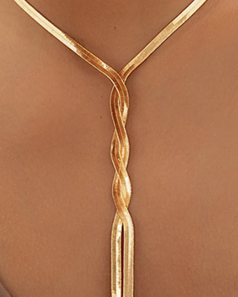 1pc Snake Herringbone Tassel Minimalist Necklace