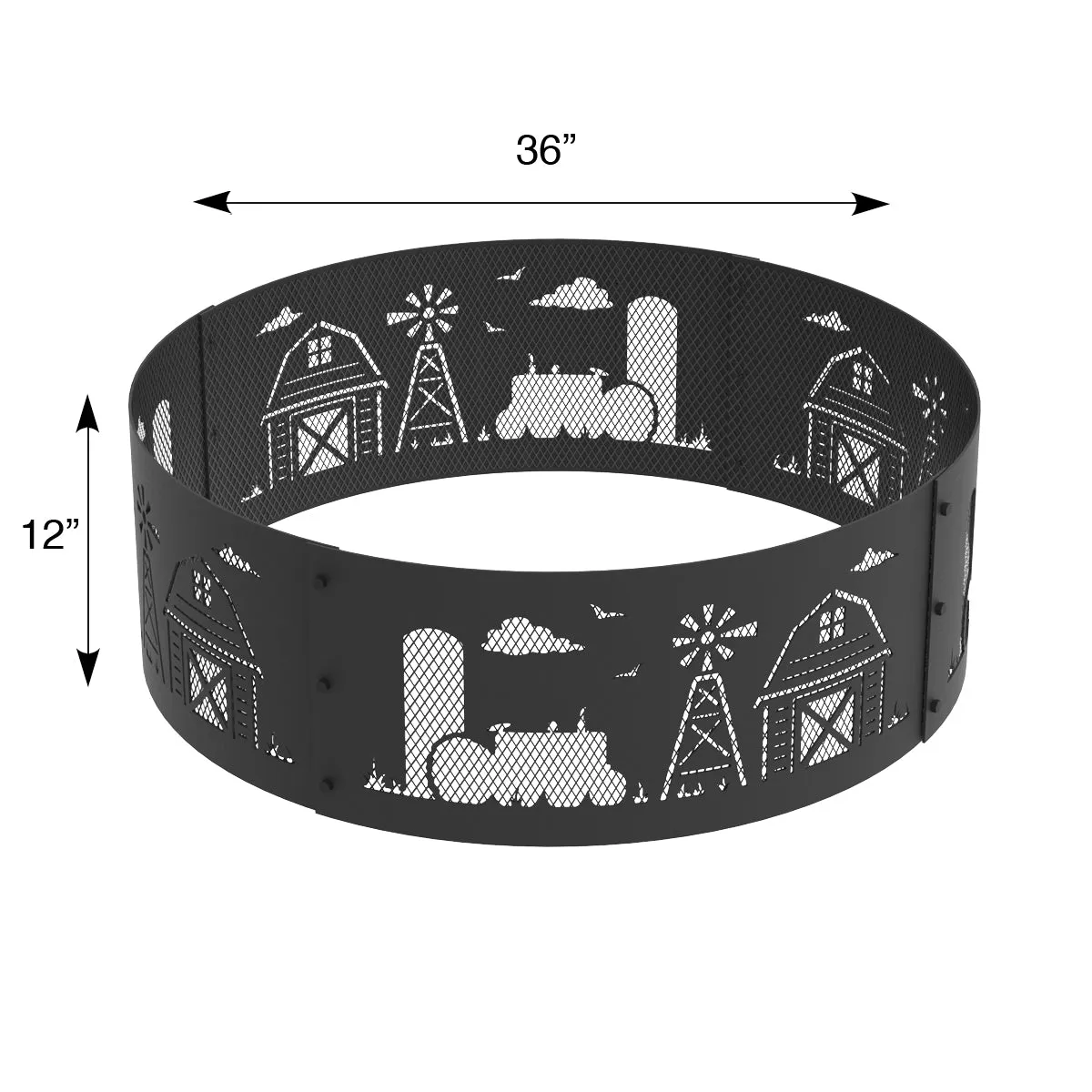 36 in. Round x 12 in. High Farm Decorative Steel Fire Ring