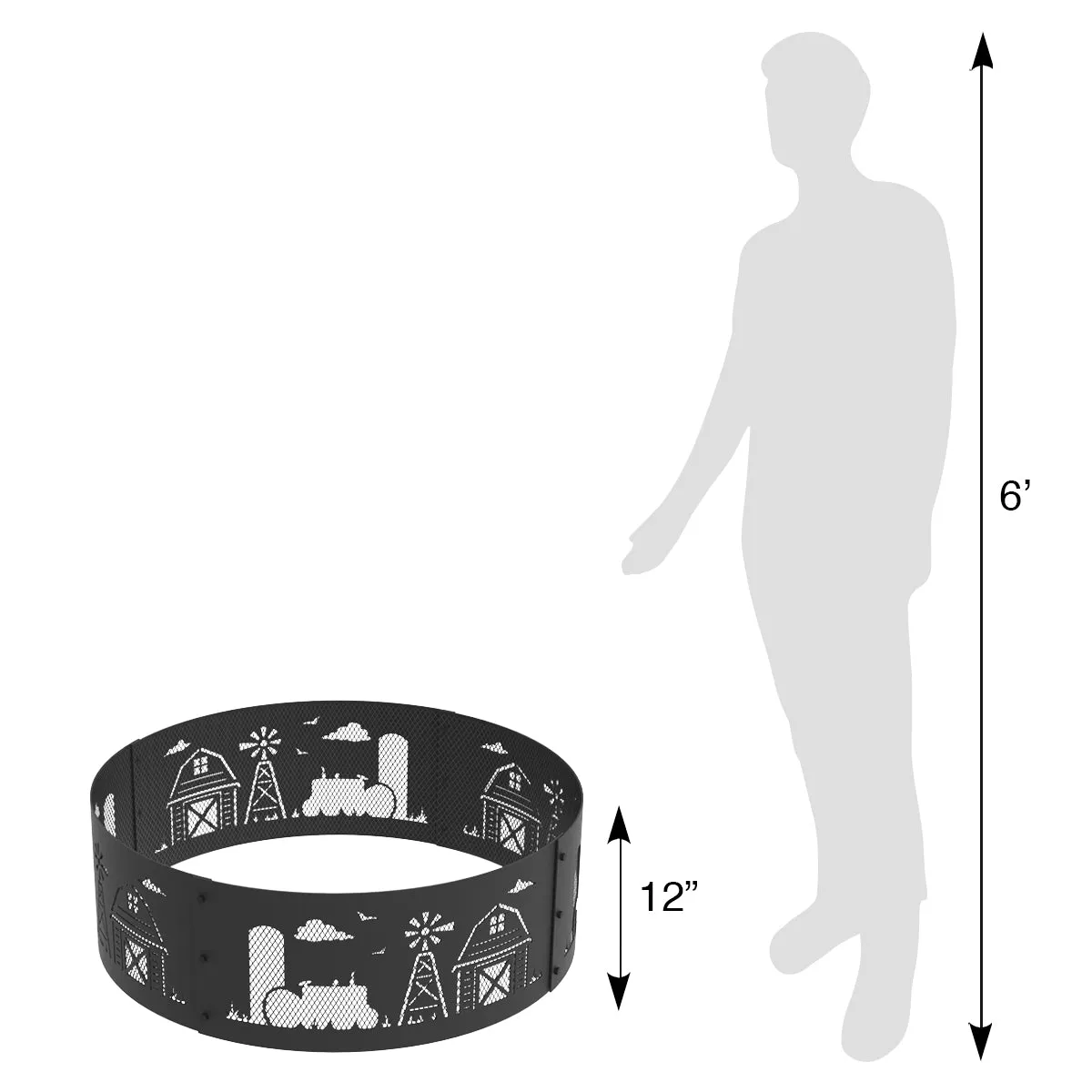 36 in. Round x 12 in. High Farm Decorative Steel Fire Ring