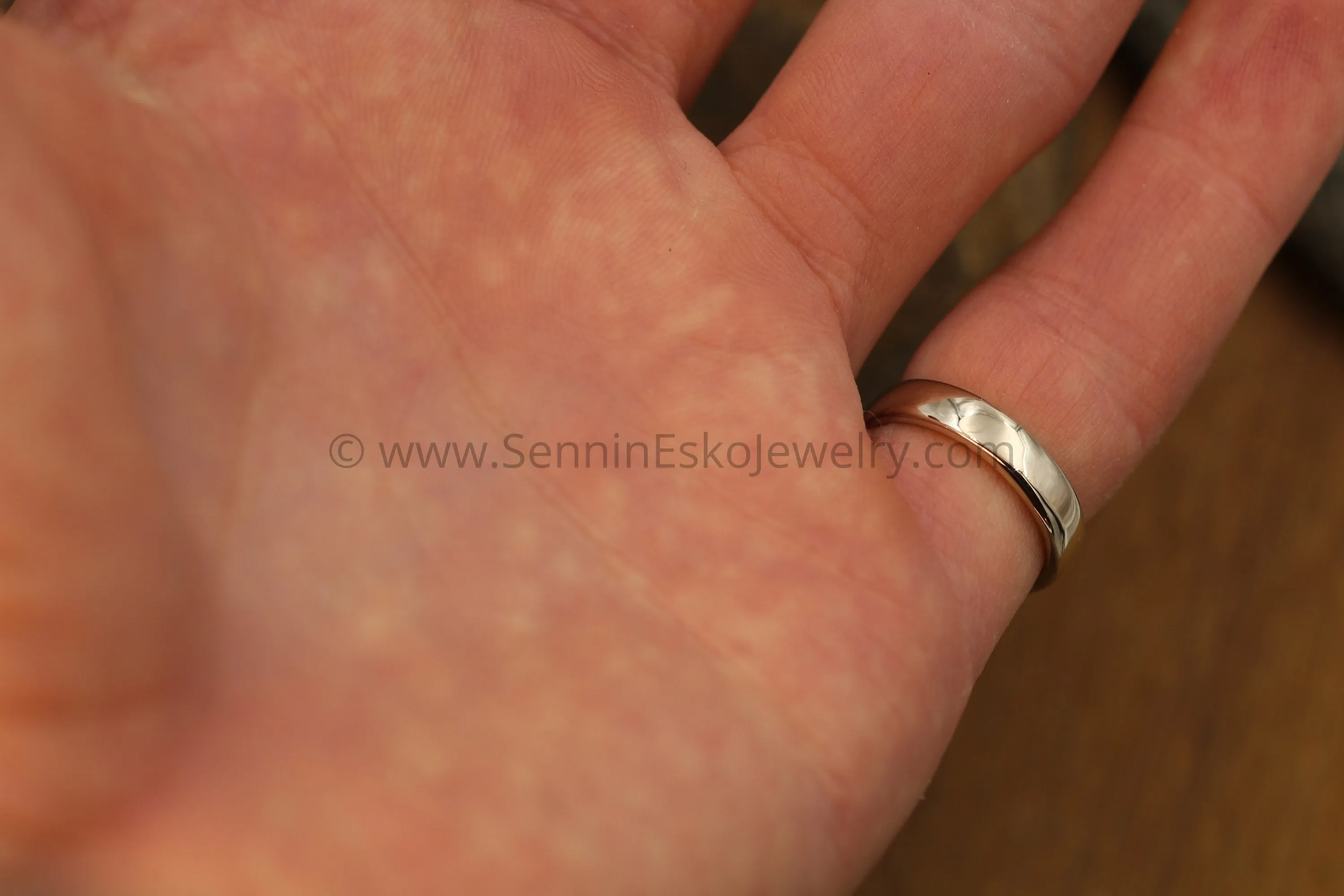 3mm Diamond 4mm Wide Band Flush Set Wedding Band Glossy Finish - Diamond Inset Band