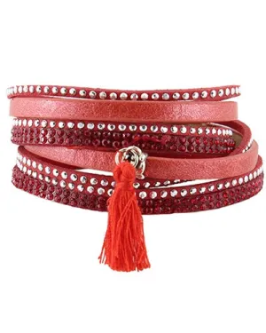 4107 - Tassel Layered Bracelet - Red