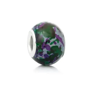 5 Glass European Charm Beads Round Multi color