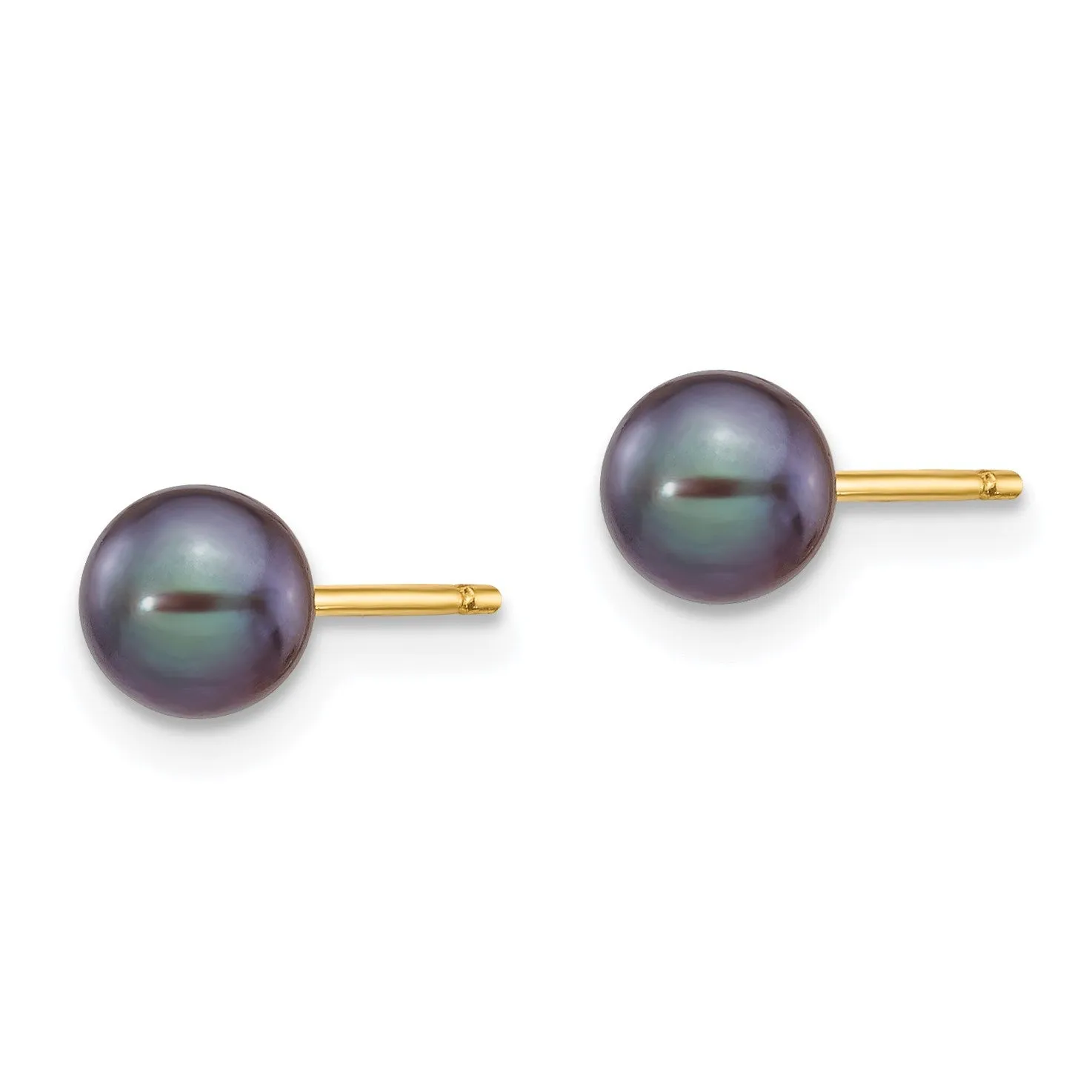 5MM Round Pearl Stud Earrings in 14KT Yellow Gold