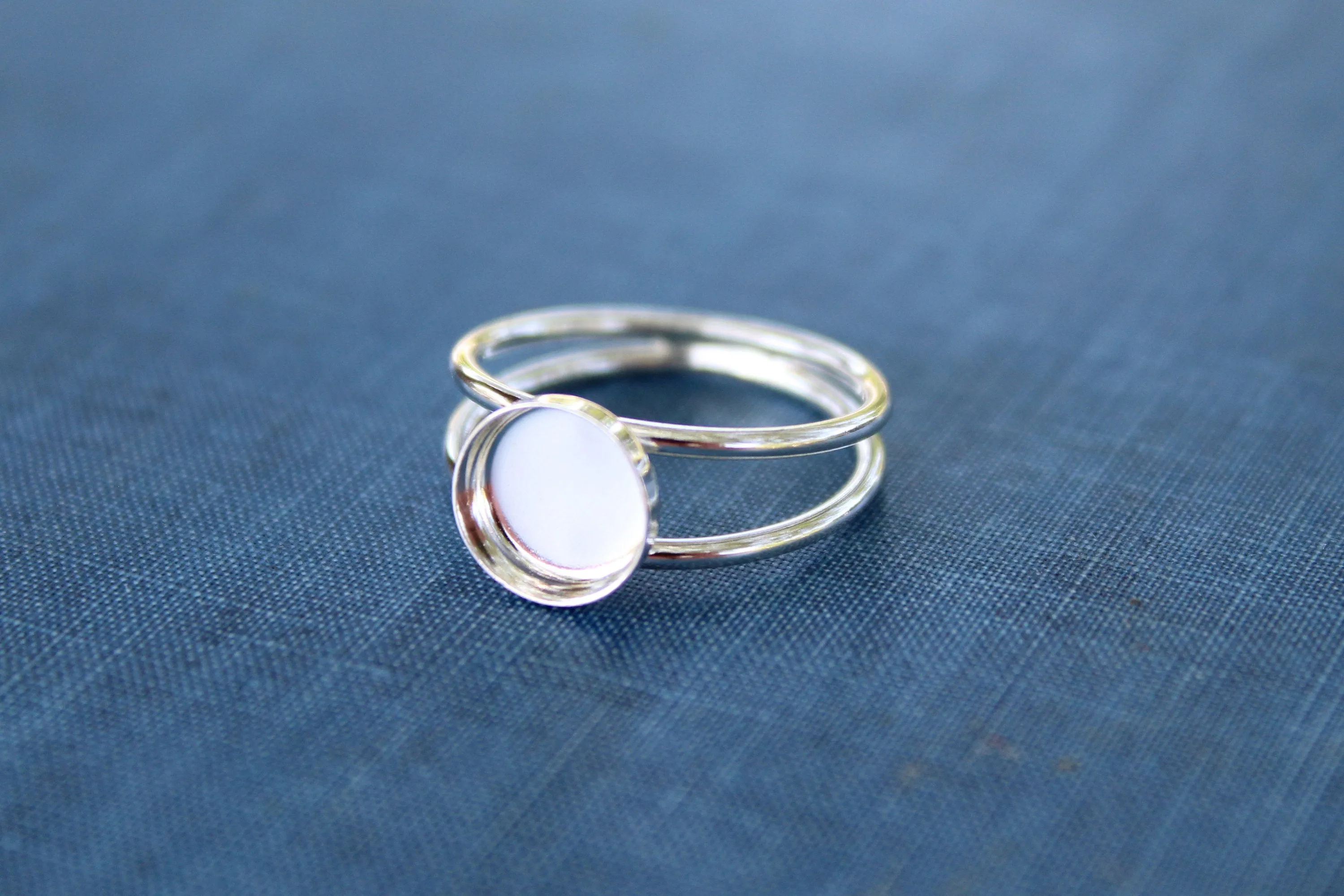 6mm Bezel Sterling Silver Double Band Ring blank