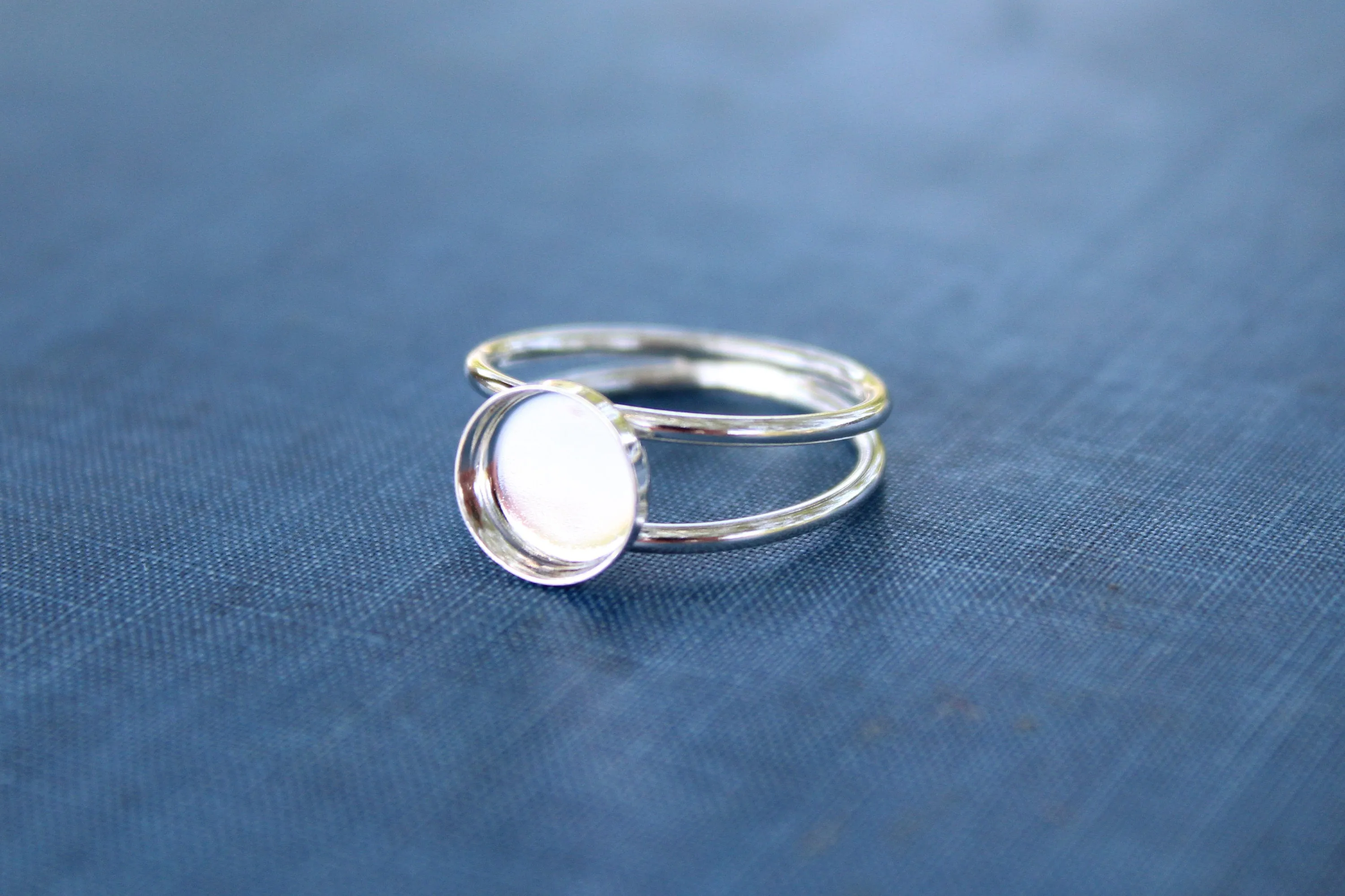 6mm Bezel Sterling Silver Double Band Ring blank