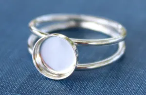 6mm Bezel Sterling Silver Double Band Ring blank