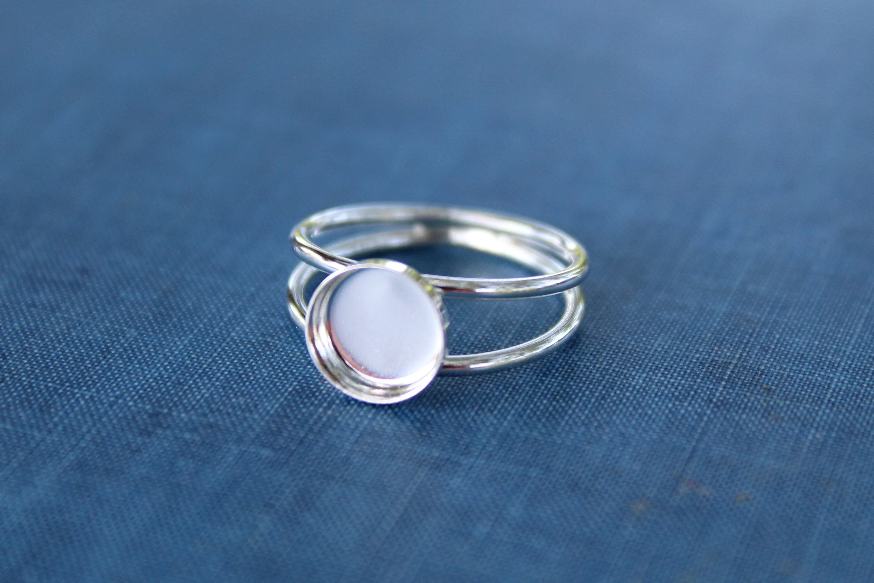 6mm Bezel Sterling Silver Double Band Ring blank