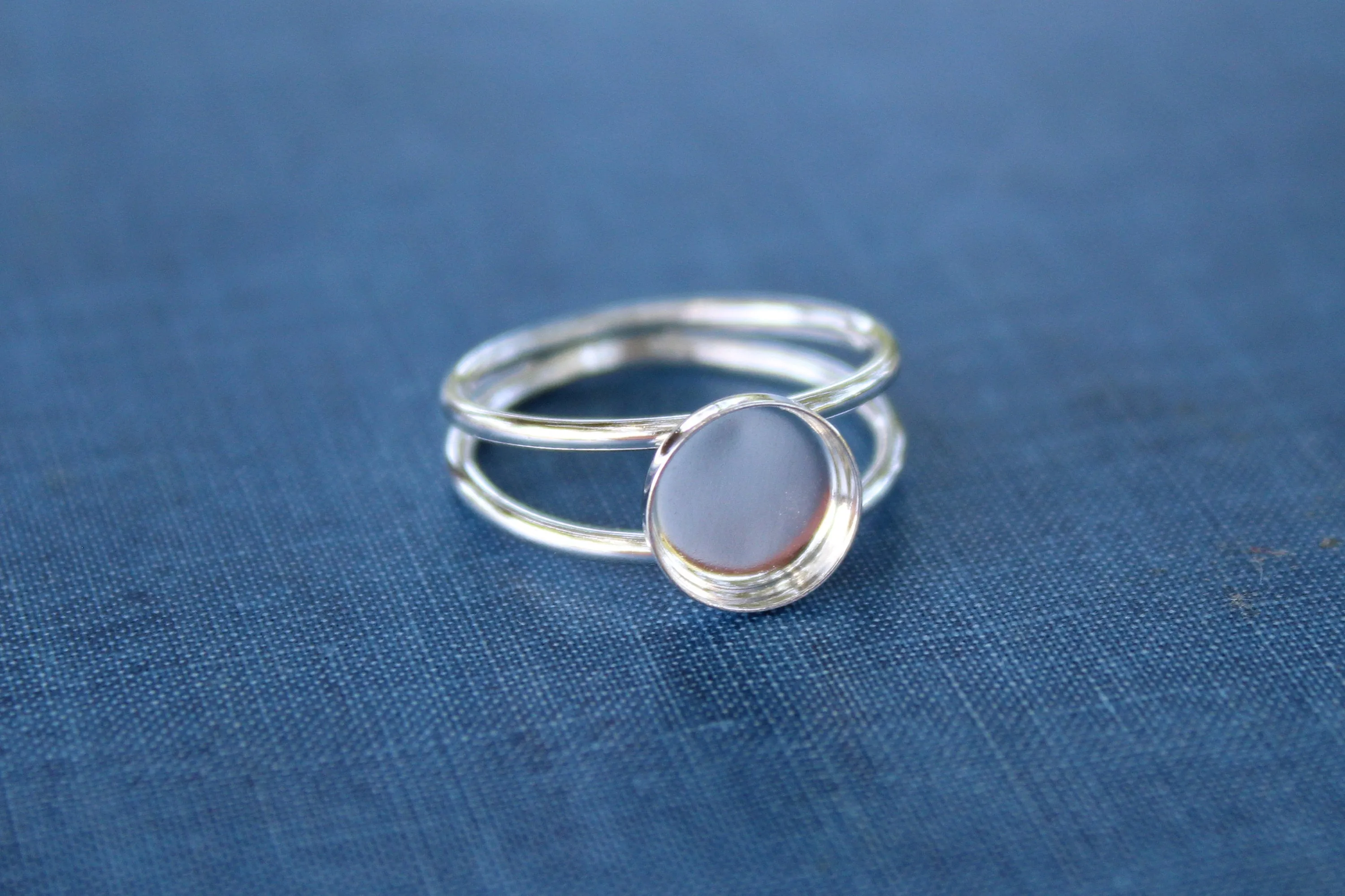 6mm Bezel Sterling Silver Double Band Ring blank