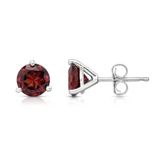 6MM Martini Round Garnet Stud Earrings in 14K Gold