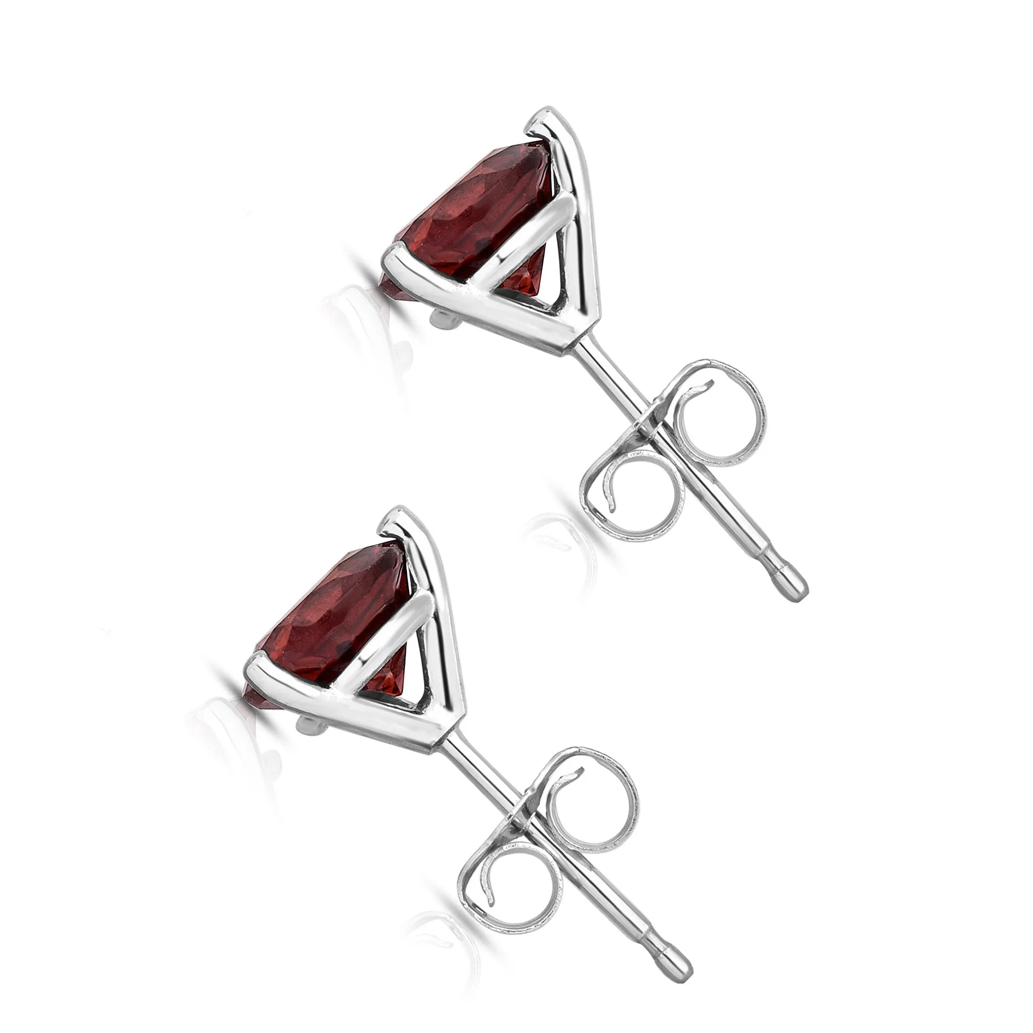 6MM Martini Round Garnet Stud Earrings in 14K Gold