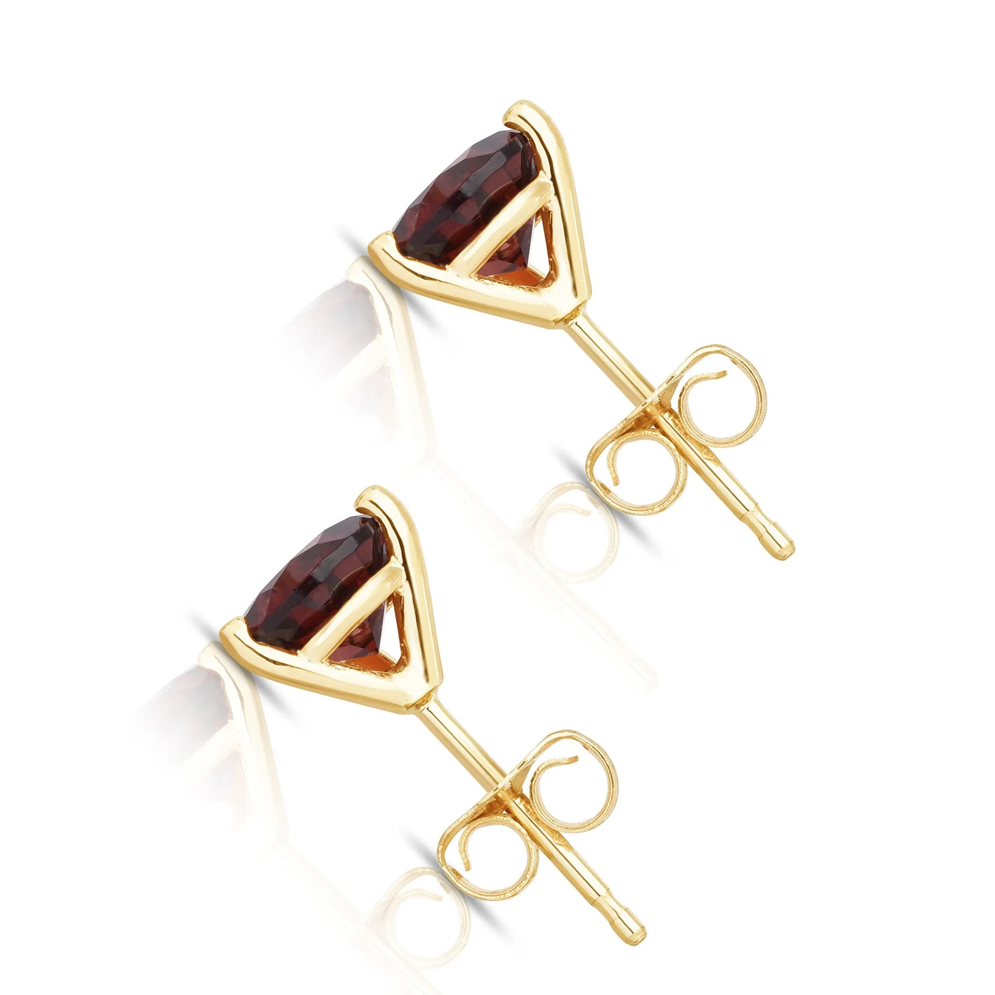 6MM Martini Round Garnet Stud Earrings in 14K Gold