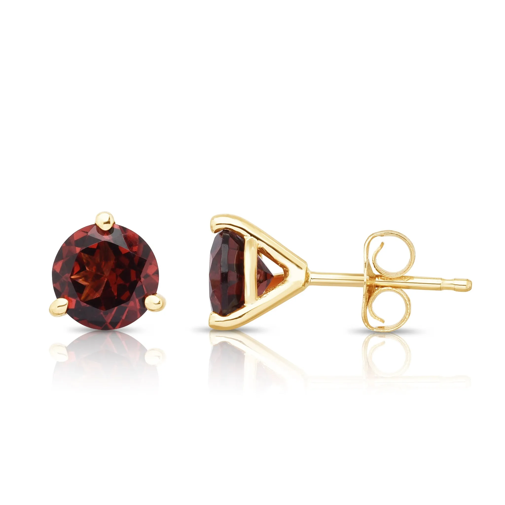 6MM Martini Round Garnet Stud Earrings in 14K Gold