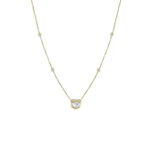 .77 ctw Half Moon Rose Cut Diamond with Floating Diamond Stations Necklace