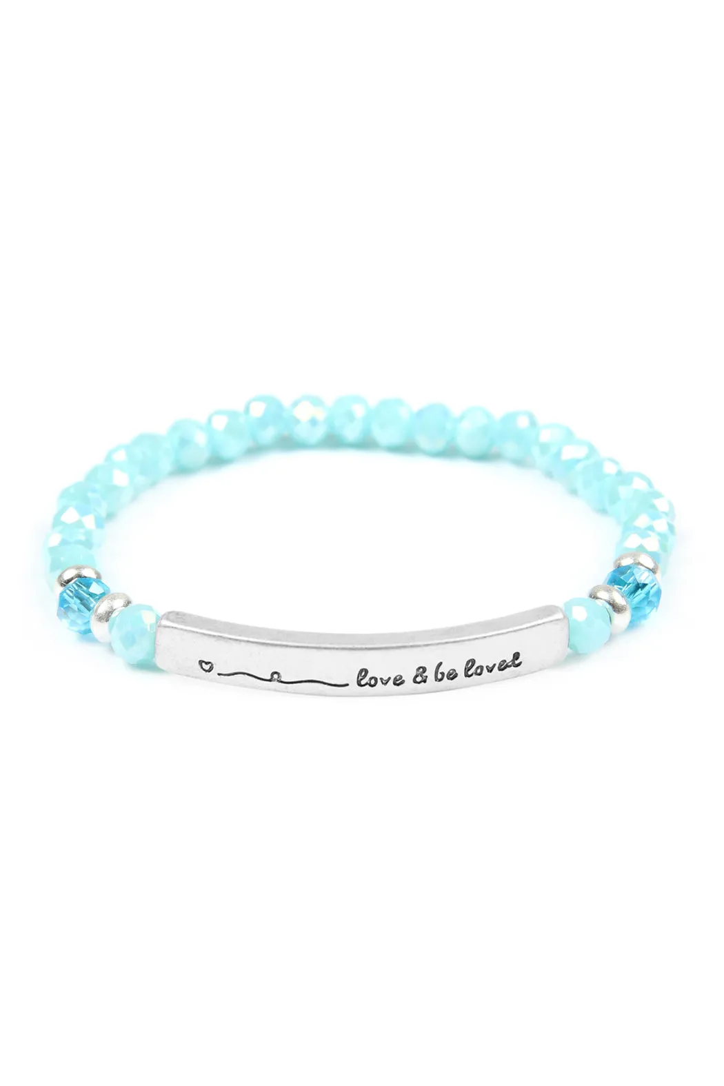 83595 - "LOVE AND BE LOVED" 6MM GLASS BEADS STRETCH BRACELET