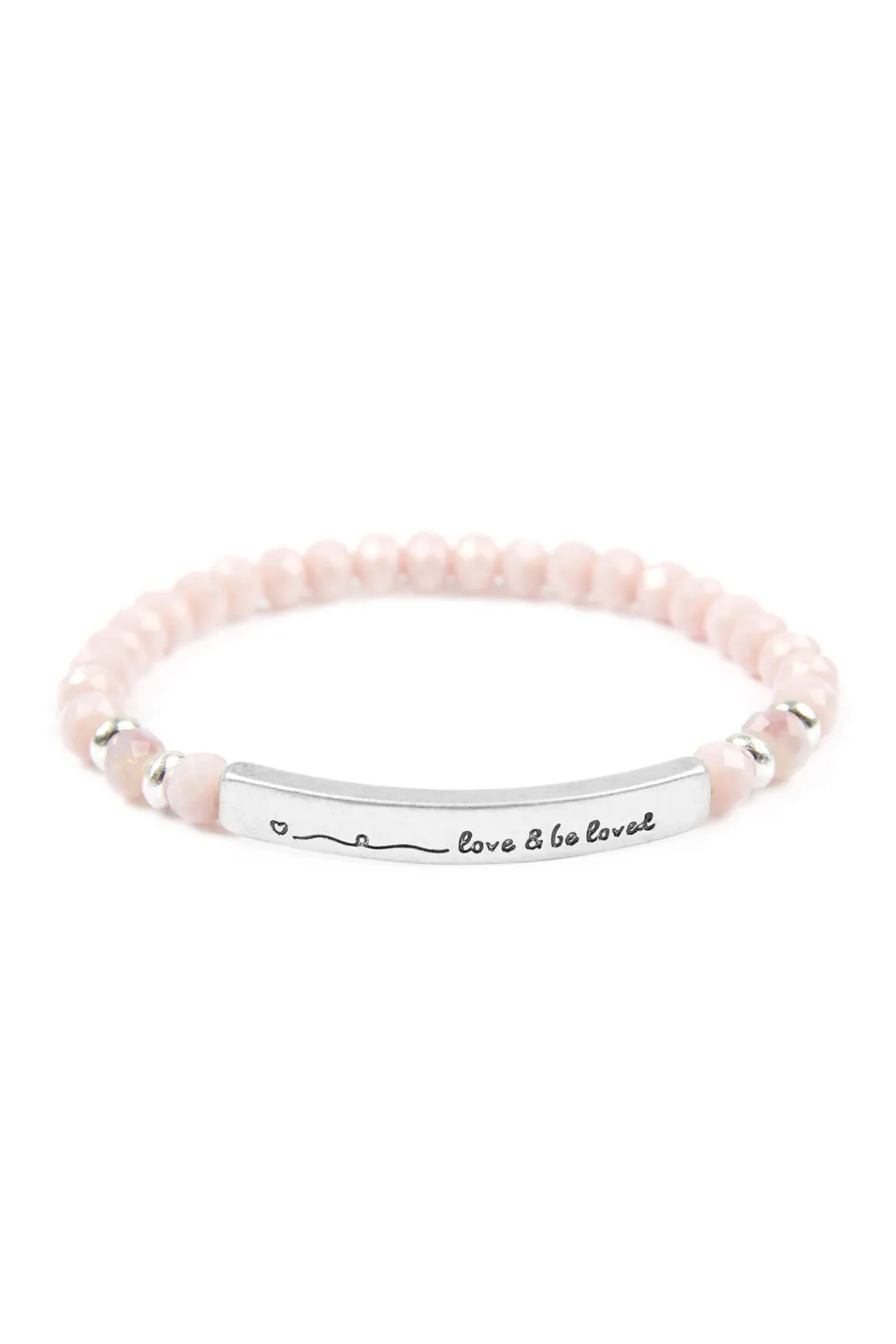 83595 - "LOVE AND BE LOVED" 6MM GLASS BEADS STRETCH BRACELET