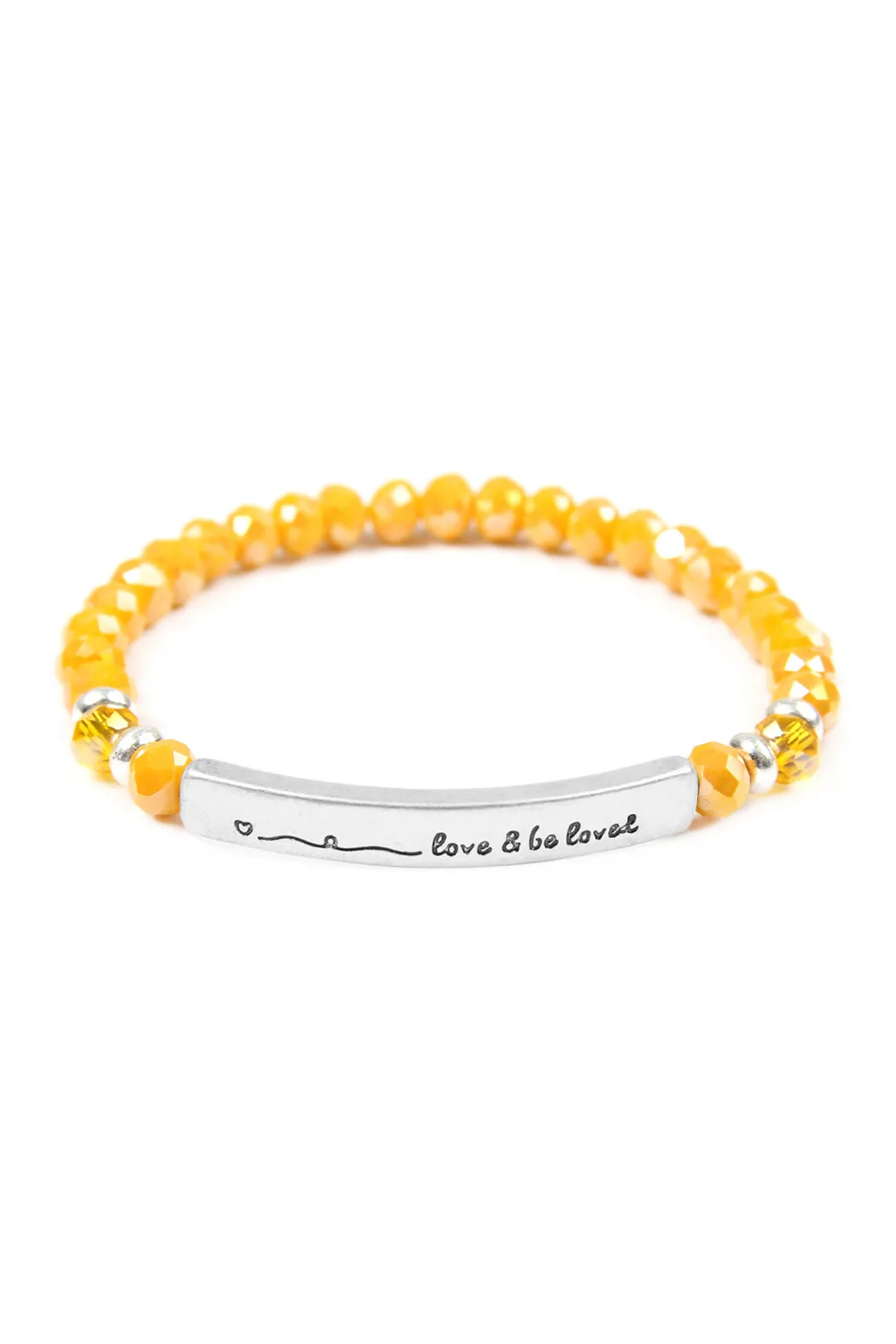 83595 - "LOVE AND BE LOVED" 6MM GLASS BEADS STRETCH BRACELET