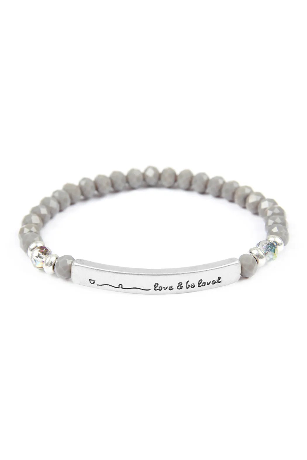 83595 - "LOVE AND BE LOVED" 6MM GLASS BEADS STRETCH BRACELET