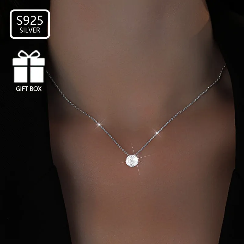 925 Silver Camellia Pendant Necklace for Women