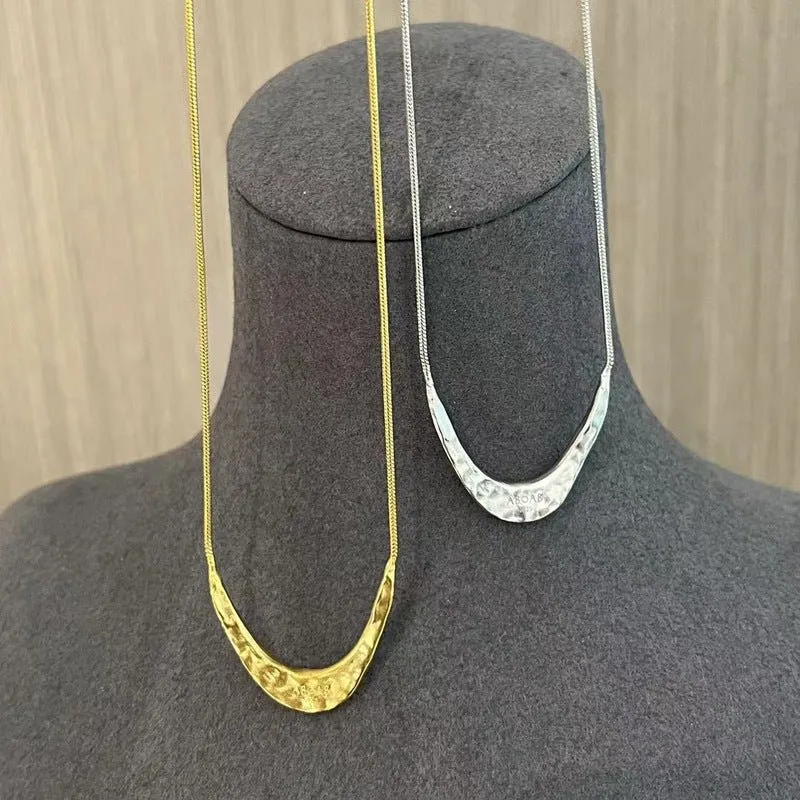 925 Silver Metal Style U-Shape Medium Length Necklace