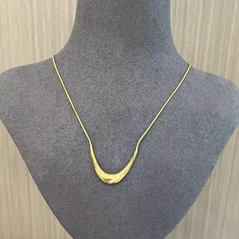 925 Silver Metal Style U-Shape Medium Length Necklace