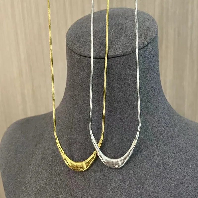 925 Silver Metal Style U-Shape Medium Length Necklace