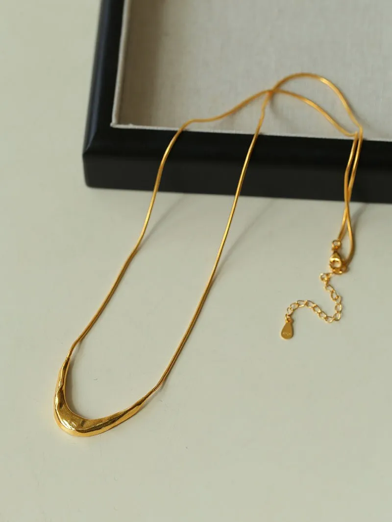 925 Silver Metal Style U-Shape Medium Length Necklace