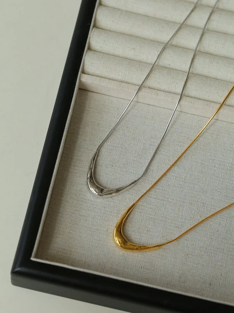 925 Silver Metal Style U-Shape Medium Length Necklace