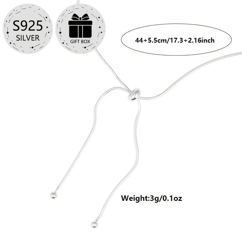 925 Silver Necklace for Women Classic Snake Bone Chain Lightweight 3g