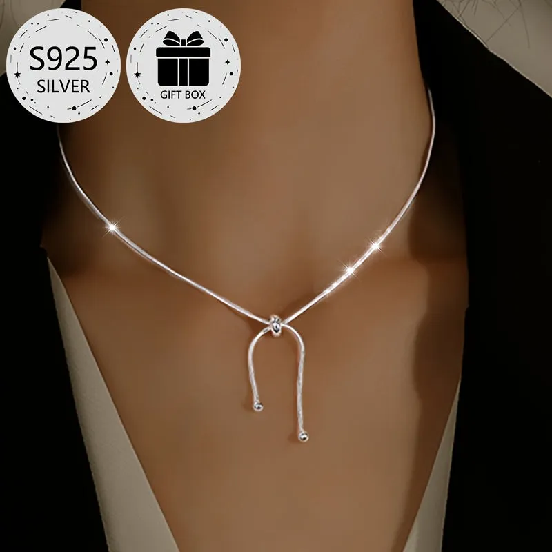 925 Silver Necklace for Women Classic Snake Bone Chain Lightweight 3g