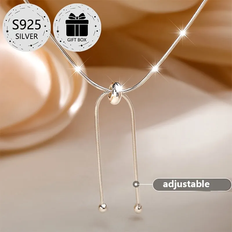 925 Silver Necklace for Women Classic Snake Bone Chain Lightweight 3g