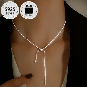 925 Silver Necklace for Women Classic Snake Bone Chain Lightweight 3g