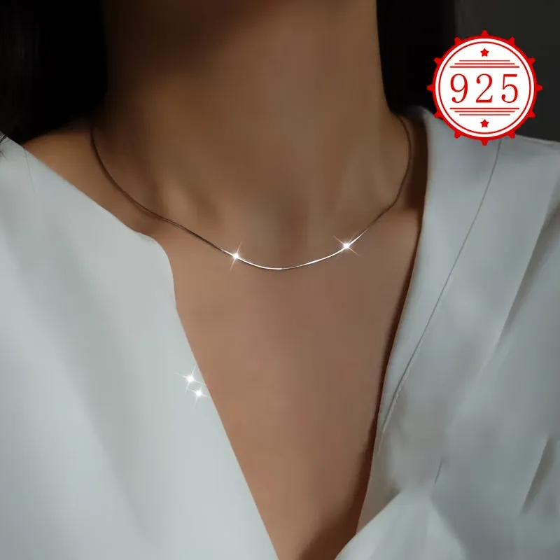 925 Silver Snake Chain Necklace for Women