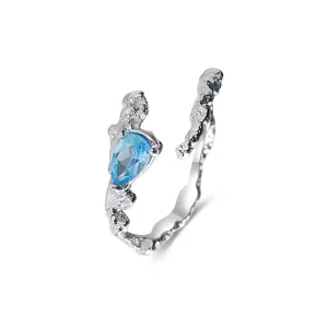925 Silver Topaz Irregular Open Ring