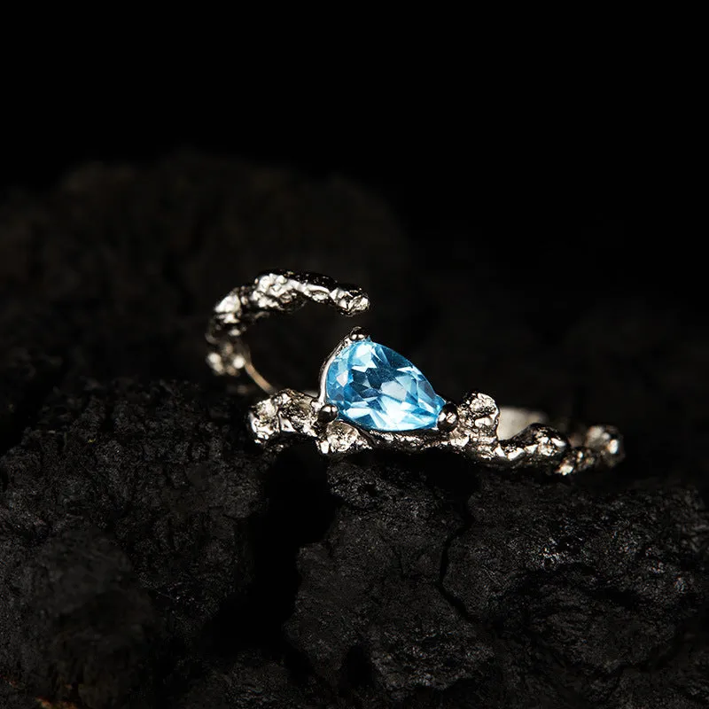 925 Silver Topaz Irregular Open Ring