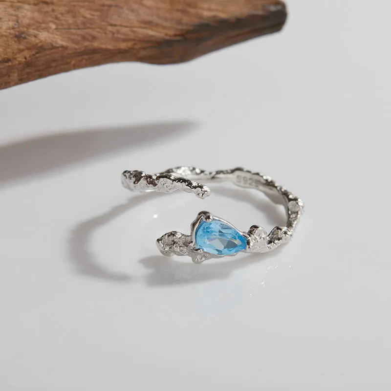 925 Silver Topaz Irregular Open Ring