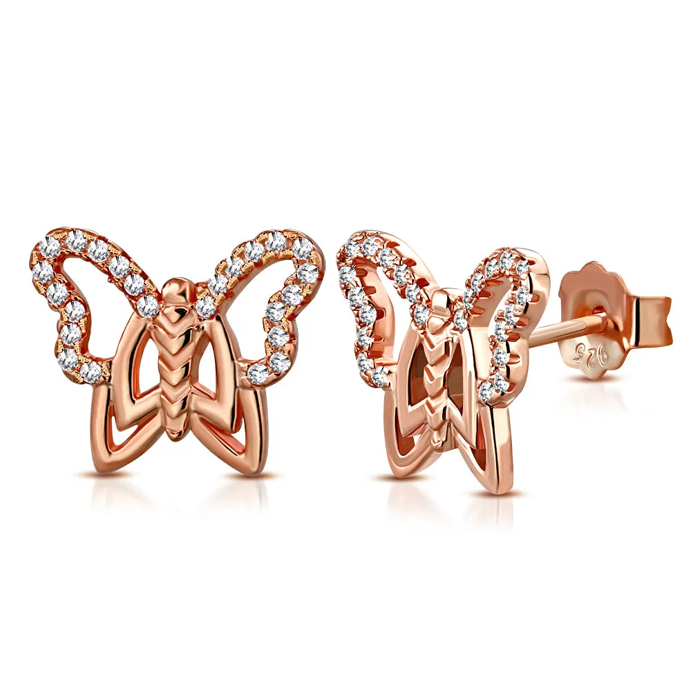 925 Sterling Silver Butterfly Stud Earrings