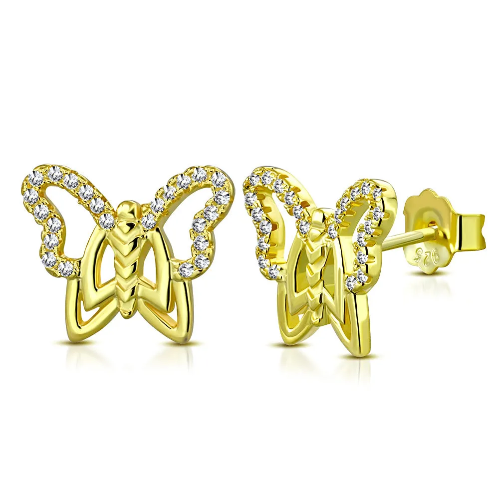 925 Sterling Silver Butterfly Stud Earrings