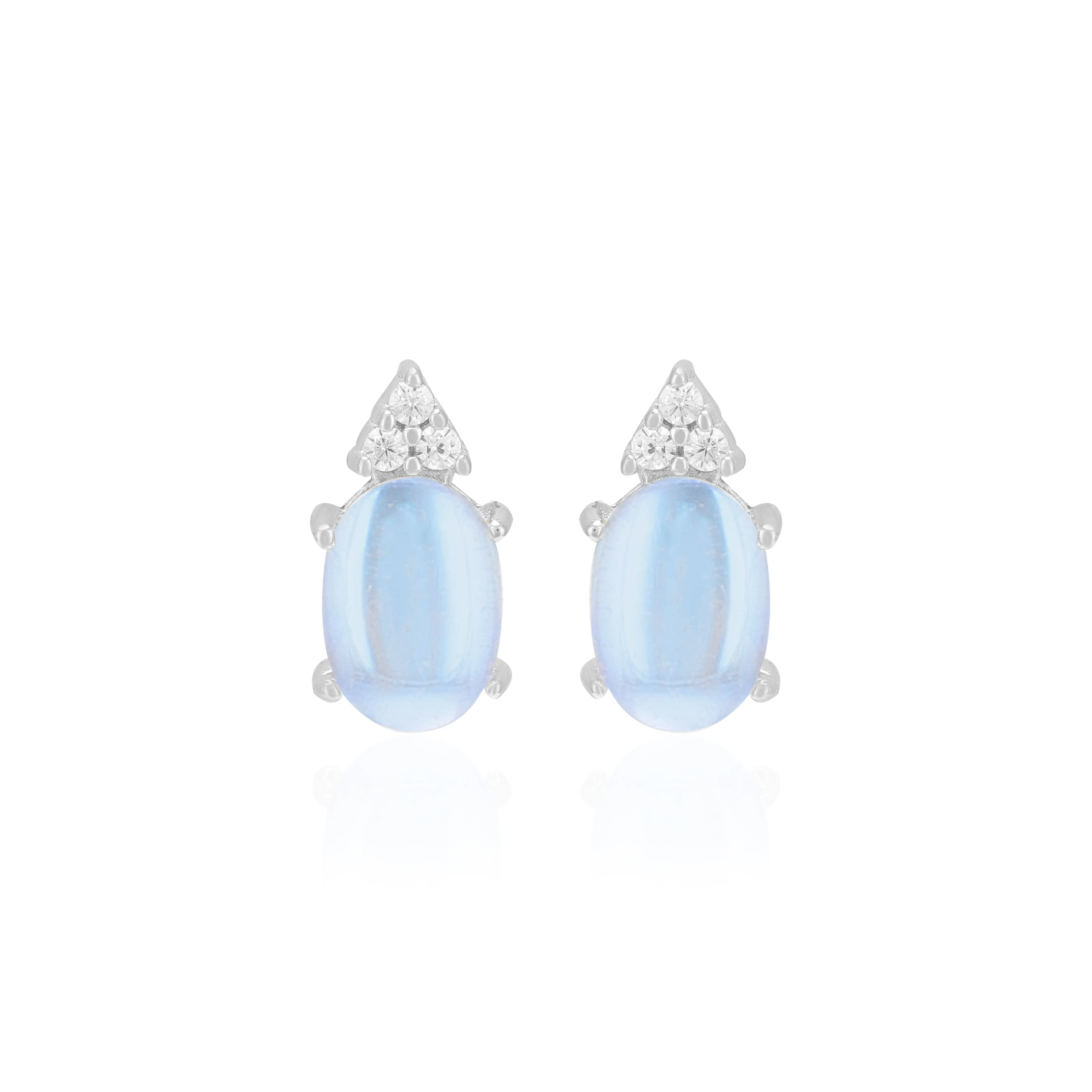 925 Sterling Silver June Month Sqaure Moonstone Birthstone Stud For Women