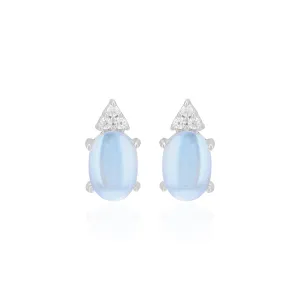925 Sterling Silver June Month Sqaure Moonstone Birthstone Stud For Women
