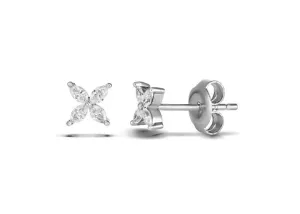 9ct White Gold Diamond Stud Earrings