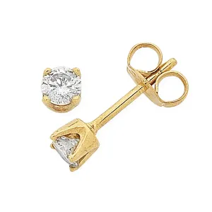 9ct Y/G 12pt Diamond Stud Earrings