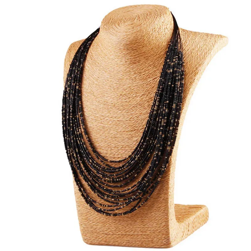 African Acrylic Beads Jewelry Sets Bohemia Necklaces Bangles Women Fashion Statement Multilayer Necklace New Jewelry