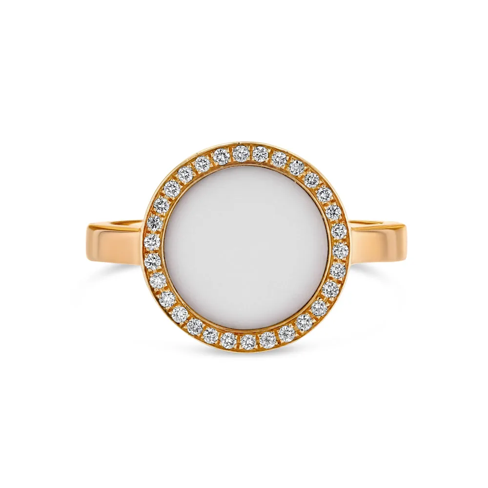 Agate with Diamond Halo Ring