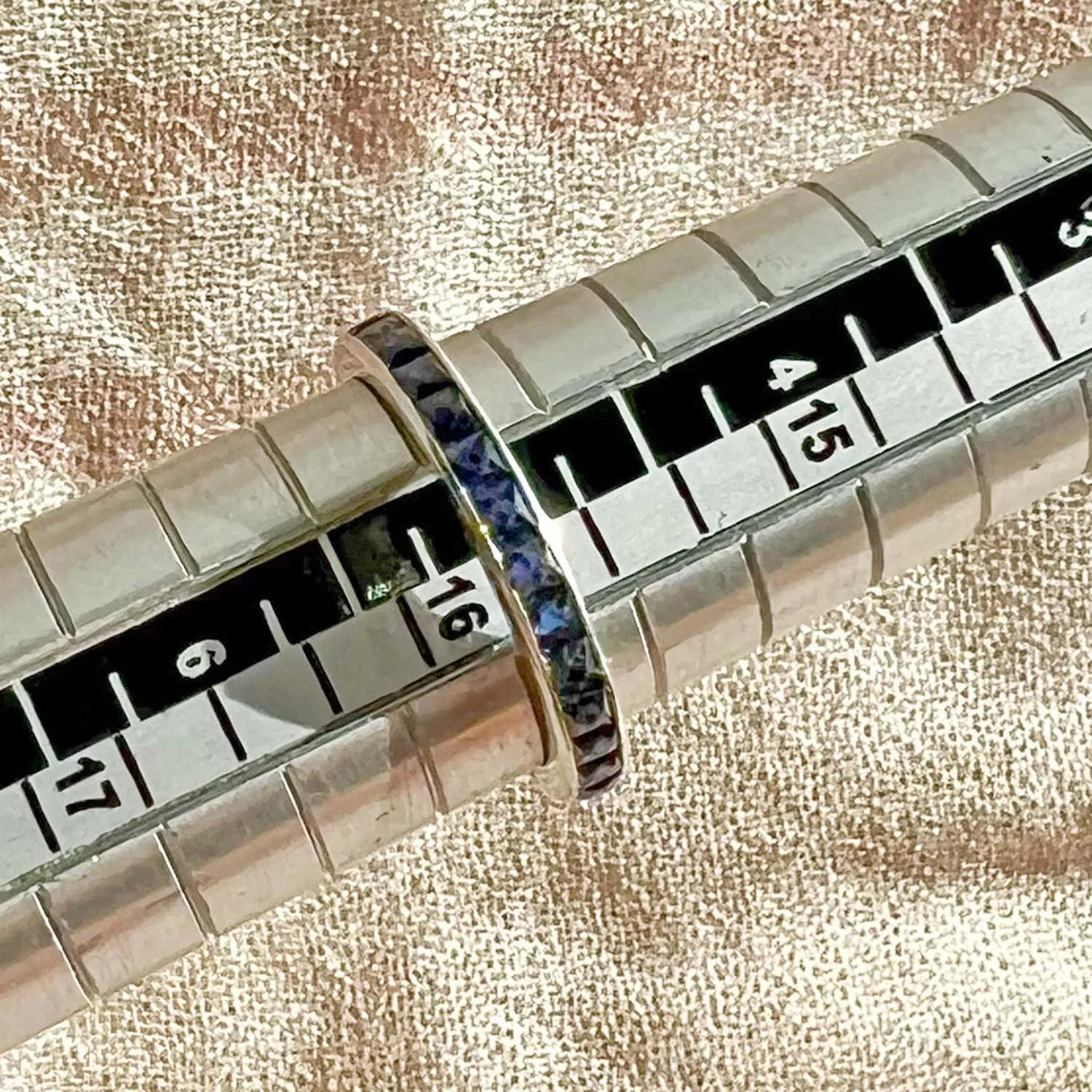 Antique Platinum Sapphire Eternity Band Ring, Engraved 1.75 Ctw