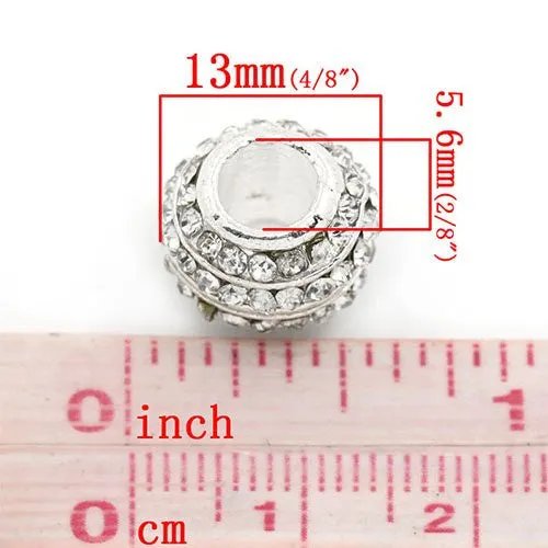 April Birthstone Bead Spacer for Snake Chain Charm Bracelet