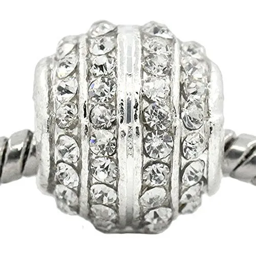 April Birthstone Bead Spacer for Snake Chain Charm Bracelet