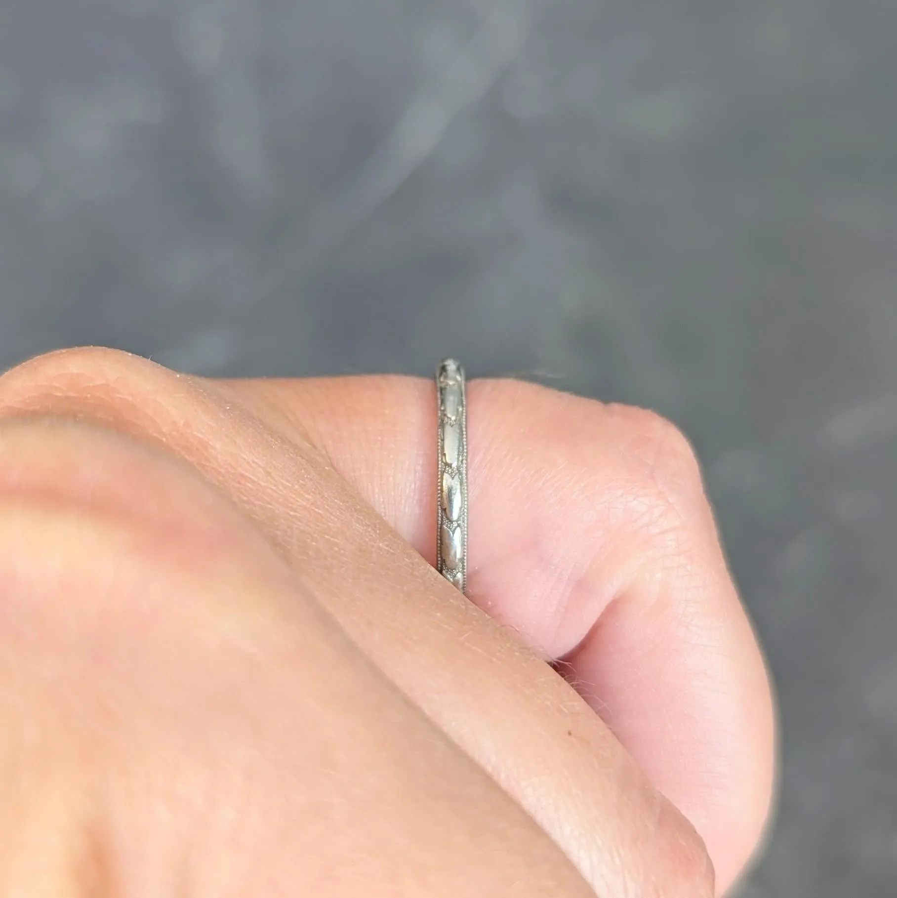 Art Deco 18 Karat White Gold Antique Orange Blossom Wedding Band Ring