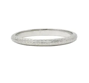 Art Deco 18 Karat White Gold Antique Wheat Wedding Band Ring