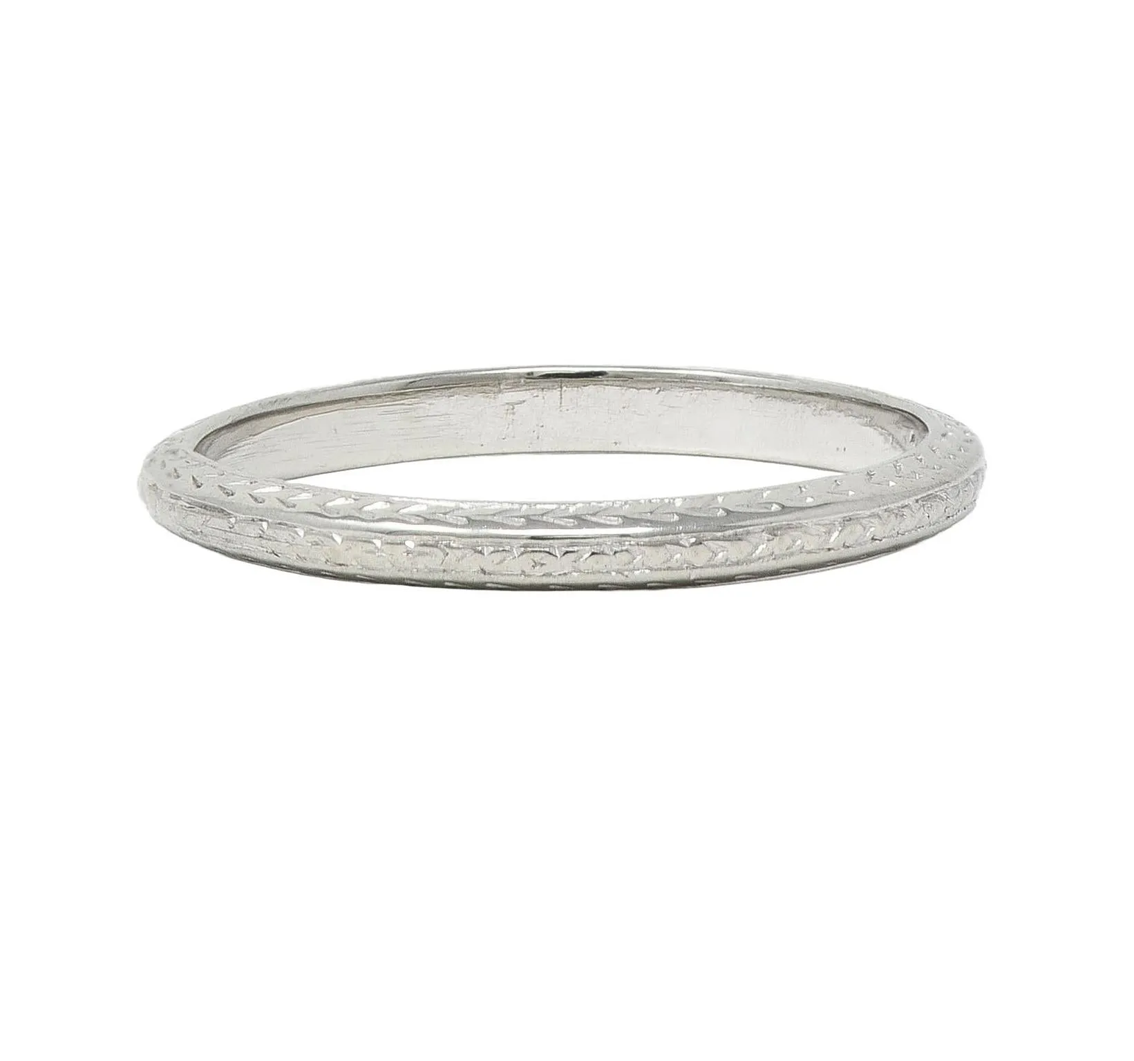 Art Deco 18 Karat White Gold Antique Wheat Wedding Band Ring